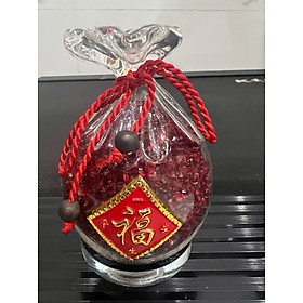 Tượng Túi Tiền Để bàn làm việc và xe hơi Thạch Anh ĐỎ ĐÔ ĐẬM ĐẸP tự nhiên cao 10cm x 7cm hợp mệnh HỎA THỔ trưng rất đẹp xinh may mắn ạ