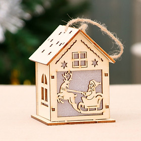 Fun Xmas Luminous Wooden House Hotel Christmas Tree Window Decoration Pendant Ornaments DIY Gift