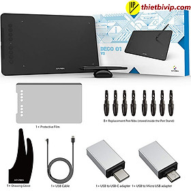 Mua Bảng Vẽ Điện Tử XP-Pen Deco 01 v2 Android 6.25x10 Inch Lực Nhấn 8192 Hỗ trợ Cảm Ứng Nghiêng (Kèm Găng Tay Họa Sĩ Và Miếng Film Bảo Vệ) - Hàng chính hãng
