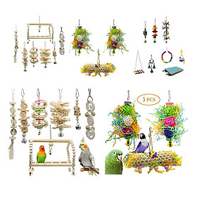 Bird Swing Toy Chewing Hanging Hammock Swing Climbing Ladder Bell Toy 18 Pack
