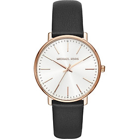 Michael Kors Women's Stainless Steel Quartz Watch with Leather Calfskin Strap