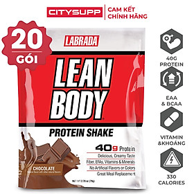 Labrada Lean Body (Set 20 Gói), Sữa Thay Thế Bữa Ăn Tiện Lợi, Bổ Sung 40g Protein, 24g Tinh Bột Giàu Chất Xơ và 21 Vitamin Khoáng Chất, 79G/Gói