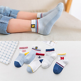 Set 5 đôi Tất Vớ Cotton + Bông Tự Nhiên Cao Cấp Cho Bé Trai V001