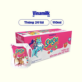 Sữa chua uống Hương dâu Vinamilk Susu - Thùng 24 túi 110ml
