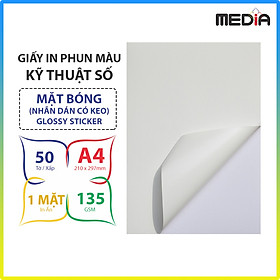 Giấy In Nhãn Dán (Decal) Media 1 Mặt Bóng A4 135gsm 50 Tờ - Hàng chính hãng