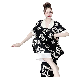 Đồ bộ pijama mặc nhà tay ngắn quần dài lụa mango cao cấp bigsize 60-75kg_đồ ngủ lụa mango cao cấp