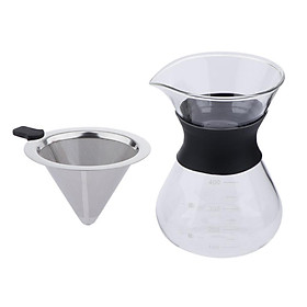 Coffee Maker Set Pour Over Coffee Pot + Cone Coffee Dripper Filter Net