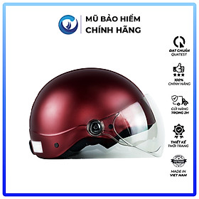 Mũ bảo hiểm 12 Nửa đầu BLUE SEA - Nhựa ABS Nguyên sinh - A104K - FREESIZE - Có kính cao cấp - Chính hãng - Đỏ Đô Mờ