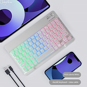 Bộ Bàn phím chuột Led RGB Bluetooth BL30 mini siêu mỏng pin sạc chống ồn cho PC Laptop smartphone hàng nhập khẩu - Chỉ bàn phím Trắng