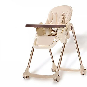 Ghế Ăn Dặm Đa Năng Điều Chỉnh Độ Cao và Góc Ngồi, Đệm Da Không Thấm Nước, Bàn Ăn 2 Lớp