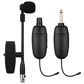 UHF Wireless Microphone System Clip-on Condenser Mic with Receiver Transmitter 40 Meters Transmission Range for Horns