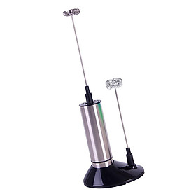 Double Spring Whisk Electric Handheld Coffee Cappuccino Milk Frother & Stand