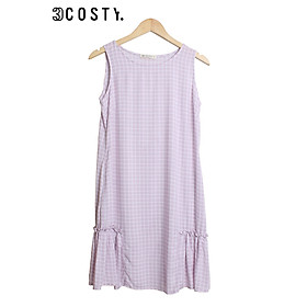 Váy Ngủ, Đầm Mặc Nhà Tole (Lanh) 3COSTY. B2VSN Nhiều Họa Tiết - Caro Tím - XL (62kg - 68kg)