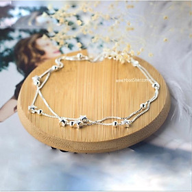 Lắc chân bạc nữ Moonsilver, vòng chân bạc s925 ngôi sao bi dây kép