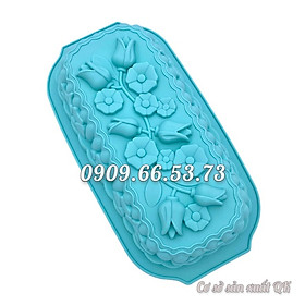 Khuôn làm bánh, rau câu, bánh mì silicon hình chữ nhật các loại hoa loại 32 cm - Mã số 1127