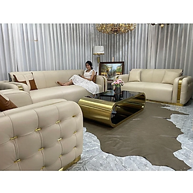 Mua Combo ghế sofa băng 100% da bò Italy Tundo màu kem SFBCT25 2m7/2m5/1m3 hàng cao cấp chuẩn da bò nhập khẩu Ý