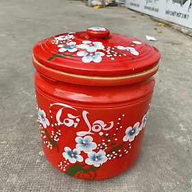 Mua Hũ gạo phong thủy Bát Tràng cao 27cm x ĐKM 26cm – Đỏ - Đựng khoảng 10 kí gạo