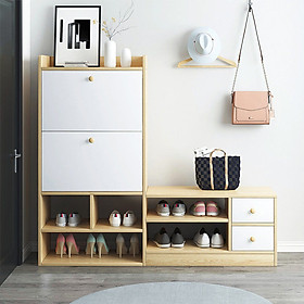 Mua Tủ Giày Dép Gỗ Có Bệ Ngồi  Cánh Lật 2 Ngăn Thông Minh Thương Hiệu SIB Decor