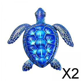 2xNatural Style Metal Wall Decor Animal Ornament Turtle Decoration for Home Blue