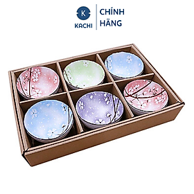 Bộ 6 Chén Sứ Hoa Văn Bốn Mùa Nhật Bản Kachi MK253