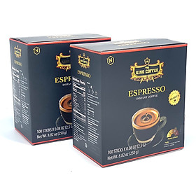 Hình ảnh Combo 2 Hộp Cà Phê Đen Hòa Tan Espresso King Coffee(Hộp 100 gói x 2.5g)