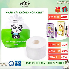 Khăn Cotton Beyaki Chăm Sóc Da Mặt Dùng 1 Lần Dạng Cuộn 60 Tờ 20x20cm