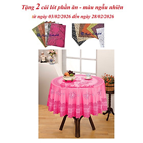 Khăn Trải Bàn PAULEE 856B tròn 150cm  Hoa văn hồng, không thấm nước