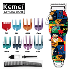 Tông đơ cắt tóc không dây chuyên nghiệp Kemei KM-MAX2092 công suất mạnh, sạc nhanh USB, pin trâu Tặng kèm bộ 8 cữ lược căn độ dài và phụ kiện đầy đủ - Hàng chính hãng