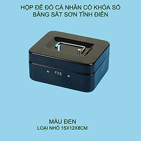 Hộp để đồ cá nhân bằng sắt có khóa số, dùng để tiền, đồ trang sức, đồ cá nhân rất an toàn, loại nhỏ 15x12x8cm