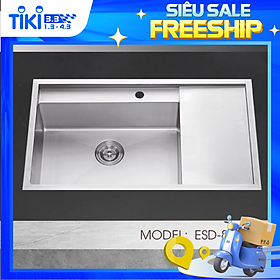 Mua Chậu Rửa Chén Ecalite ESD-8650HS - Lắp Nổi/Lắp Âm - Chất Liệu Inox 304 Siêu Bền - Hàng Chính Hãng