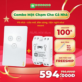 Combo Công Tắc Cửa Cuốn Thông Minh Và Công Tắc Wifi Thông Minh Hunonic Điều Khiển Toàn Bộ Ngôi Nhà Từ Xa Qua Điện Thoại - Cuốn Trắng+ Công Tắc