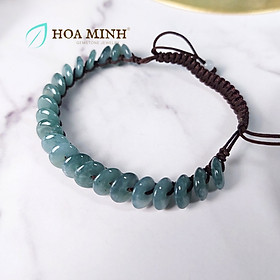 Vòng tay chỉ handmade thắt đồng điếu Cẩm Thạch Lam Ngọc size 8 li vừa mọi ni tay phong thủy may mắn, hạnh phúc