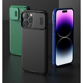 Ốp lưng iPhone 15 Pro, 15 Pro Max hiệu Nillkin Camshield Pro chống sốc cực tốt, chất liệu cao cấp, có khung & nắp đậy bảo vệ Camera - Hàng nhập khẩu