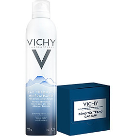 Bộ Xịt Khoáng Dưỡng Da Vichy Mineralizing Thermal Water 300Ml + Tặng Bông Tẩy Trang Cao Cấp