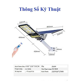 Đèn năng lượng mặt trời bàn chải 400W,300W & 200W Vỏ nhôm, Tấm pin NLMT rời, Ánh sáng trắng- Đèn bàn chải - 300W cao cấp