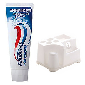 Combo Giá cắm bàn chải, kem đánh răng + Kem đánh răng Aquafresh hương bạc hà nội địa Nhật Bản