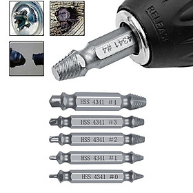 5pcs Stripped Screw Extractor Set and Damaged Screw Extractor Kit, Broken Bolt Remover, Screw Remover Set Made From H.S.S 4341 High Speed Steel