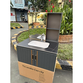 Mua Tủ Lavabo mặt đá nguyên bộ Tủ Tundo đèn led 80 x 47 cm