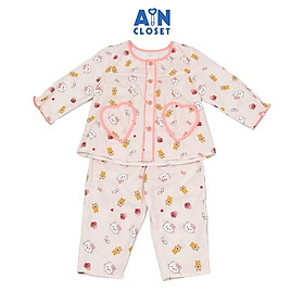 Bộ quần áo Dài bé gái họa tiết Mèo Hồng Cotton - AICDBGAN92OS - AIN Closet