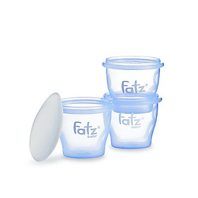 Bộ 3 Cốc Trữ Thức Ăn Dặm Fatzbaby 85ml- Tặng kèm 1 thìa ăn dặm báo nóng Upass