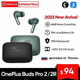 2023 Tai nghe không dây OnePlus Buds Pro 2 TWS mới Tai nghe Bluetooth khử tiếng ồn 48dB Thời lượng pin 39 giờ cho Oneplus 11 10 Màu: Đen toàn cầu 2R