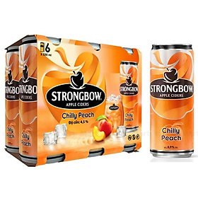 Hình ảnh Lốc 6 lon nước táo lên men Strongbow Vị Đào 330ml/lon