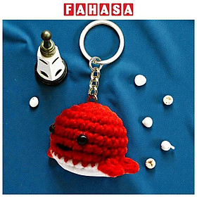 Móc Khoá Len Thủ Công Hình Cá Heo - Màu Đỏ