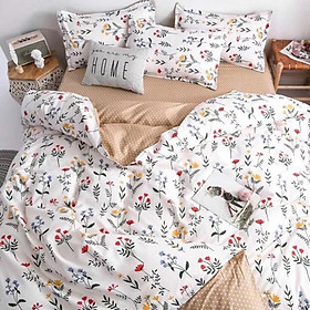 Bộ Chăn Ga Gối Cotton Poly Nhập Khẩu Hoa Nhí Tiểu Thư