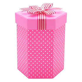 Hộp Quà Lục Giác (13 x 18,5 cm) - Hồng Dạ Quang Chấm Bi