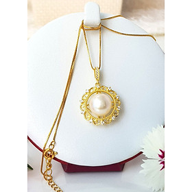 Dây Chuyền Mặt Ngọc Trai Cao Cấp - Lá Ngọc Cành Vàng - Trang Sức Cô Tấm - DECO PEARL (12-14ly) - Bạc S925 Nạm Zirconia - COTAM0106 + Tặng Kèm Phụ Kiện Bảo Dưỡng