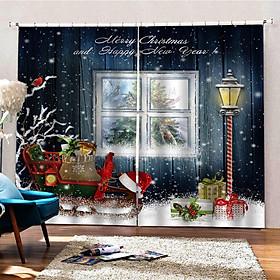 3x Waterproof 3D Christmas Window Curtains for Home Bedroom Wall Decor 6 Panels