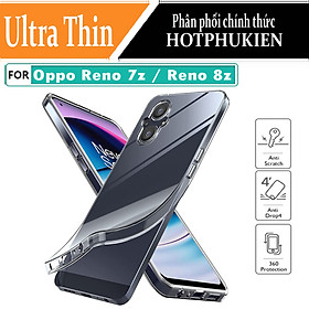 Ốp lưng silicon dẻo cho Oppo Reno 7z / Reno 8z hiệu Ultra Thin trong suốt mỏng 0.6mm độ trong tuyệt đối chống trầy xước - Hàng nhập khẩu