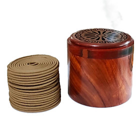 Hộp gỗ xông trầm hương đa năng 2 trong 1 - Hộp gỗ hương đựng và xông đốt nhang khoanh trầm hương