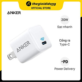 Hình ảnh Adapter Sạc Type C PD 20W Anker PowerPort III Nano A2633 Trắng - Hàng chính hãng